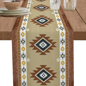 Chemin de table Atlas | Décoration bohème en lin - Atlas Sable, 180 x 33cm
